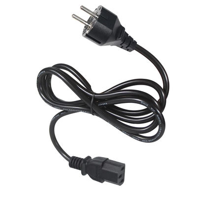 3Prong VDE Εγκριθείσα CEE 7/7 3pin Plug Μαύρο καλώδιο ισχύος με C13 θηλυκό