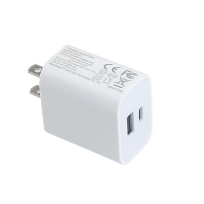Φορτιστής τοίχου USB 2-Pin 20W Dual-Port ΗΠΑ – Προσαρμογέας τροφοδοσίας ταχείας φόρτισης Type-C & USB-A για τηλέφωνο, tablet, φωτογραφική μηχανή