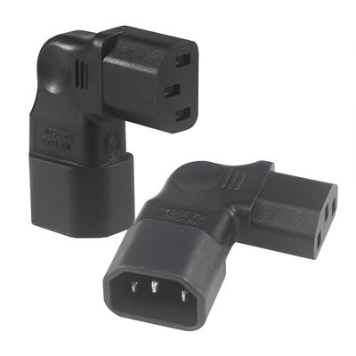 QIUCABLE Αριστερή γωνία IEC Adapter, C14 αρσενικό προς C13 θηλυκό, πρίζα 90 μοιρών, 250V AC, 10A Max, 100% καθαρό χαλκό, PVC Jacket (B09V122QLV)