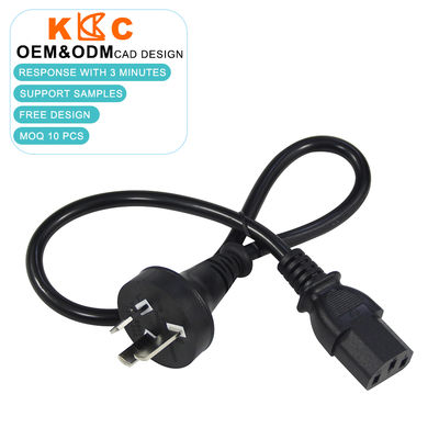 3 καρφίτσες AU Plug στο C13 Power Cord 1.8m Μαύρο Πιστοποιημένο SAA