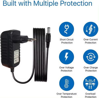 Μαύρο Dc 12V 0.5A 1A 1.5A 2A 2.5A 3A Αναπροσαρμοστής τροφοδοσίας για Cctv IP κάμερα φόρτιση AC σε Dc Αναπροσαρμοστής Dc 5.5Mm Jack