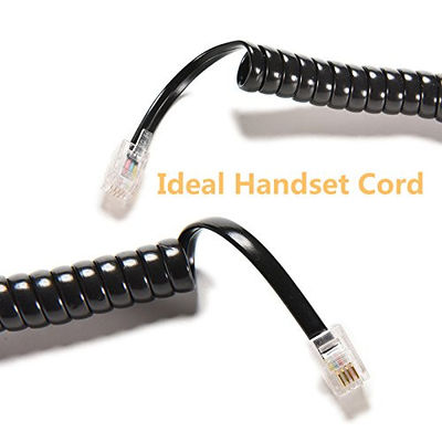 RJ9 RJ11 RJ12 Μαύρη τηλεφωνική γραμμή καλώδιο σπειροειδές τηλεφωνικό καλώδιο 24AWG 350MHz