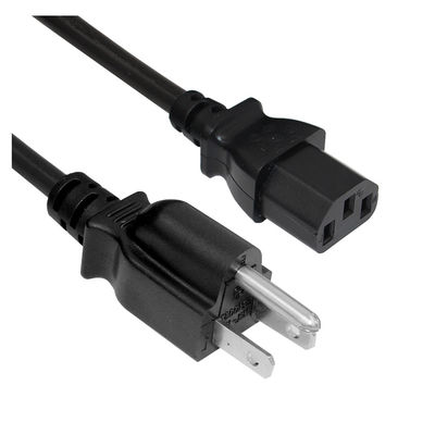 Παγκόσμιο NEMA 5-15P έως IEC C13 καλώδιο τροφοδοσίας 10A 250V UL πιστοποιημένο για υπολογιστές/σερβερ/ιατρικό εξοπλισμό