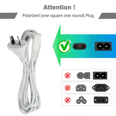 SAA προς IEC C7 Διοικητικό καλώδιο 2-Pin AU Plug 1M Λευκό Πιστοποιημένο ROHS