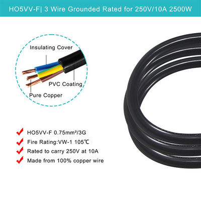 240V 3 πόντους IEC 320 C14 Ηλεκτρικό καλώδιο για ομαλή σύνδεση τηλεόρασης στην Αυστραλία