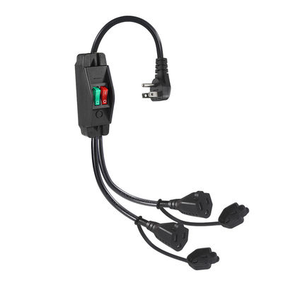 15A/125V Flat Plug Inline 1 Main Line 2 Sub Nema 515P 3Pin Y Type Splitter Power Cord με διακόπτη