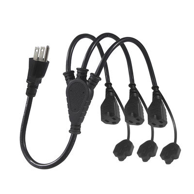 Πιστοποιητικό των ΗΠΑ 6Ft 3 Pin Plug 515P To 3 Way Nema 515R Ac Extension Cord Three Prong Outlet Splitter