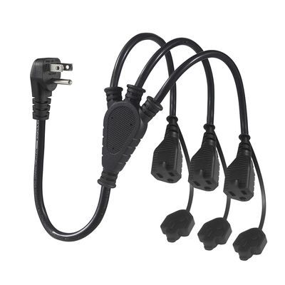 Πιστοποιητικό των ΗΠΑ 6Ft 3 Pin Plug 515P To 3 Way Nema 515R Ac Extension Cord Three Prong Outlet Splitter