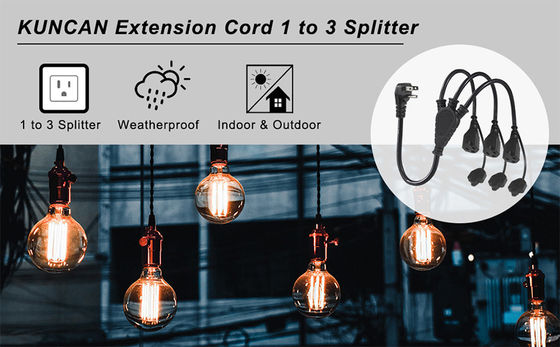 Πιστοποιητικό των ΗΠΑ 6Ft 3 Pin Plug 515P To 3 Way Nema 515R Ac Extension Cord Three Prong Outlet Splitter