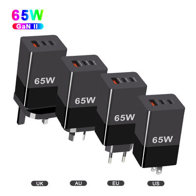 65W Μίνι Τύπου C Γρήγορη φόρτιση PPS 65W GaN φορτιστή με τρεις θύρες και τεχνολογία A 2C