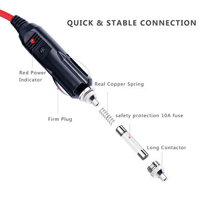 1M Spt-2 12V 24V Ηλιακό καλώδιο ηλεκτρικής ενέργειας αυτοκινητοκινητήρα αναπτήρα τσιγάρων ανδρός προσαρμογός σε 2 δακτυλικό τερματικό