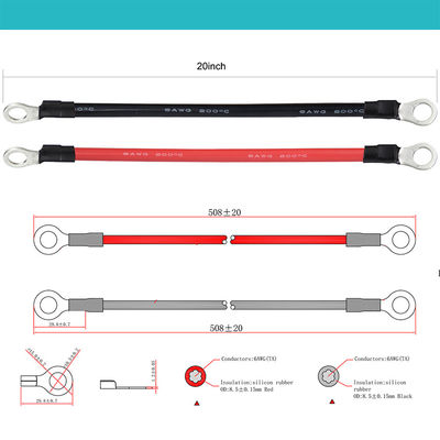 Προσαρμοσμένο 14AWG μπαταρία αυτοκινήτου Chargimg Extension Cable Wire O Ring Terminal