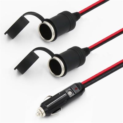 RoHS 24V 2468 18AWG με 2 σε 1 καλώδιο αναπτήρα τσιγάρων αυτοκινήτου αρσενικό προς θηλυκό πλέγμα