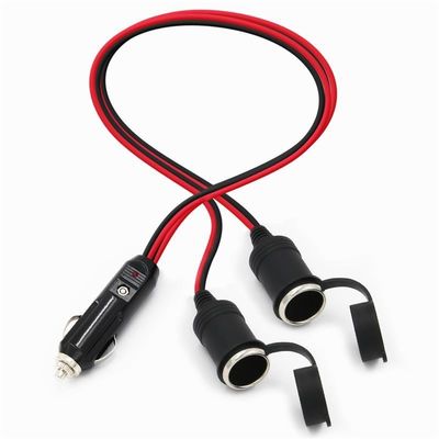RoHS 24V 2468 18AWG με 2 σε 1 καλώδιο αναπτήρα τσιγάρων αυτοκινήτου αρσενικό προς θηλυκό πλέγμα