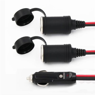 RoHS 24V 2468 18AWG με 2 σε 1 καλώδιο αναπτήρα τσιγάρων αυτοκινήτου αρσενικό προς θηλυκό πλέγμα