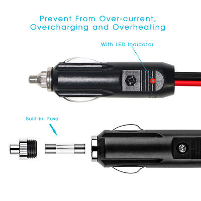 RoHS 24V 2468 18AWG με 2 σε 1 καλώδιο αναπτήρα τσιγάρων αυτοκινήτου αρσενικό προς θηλυκό πλέγμα