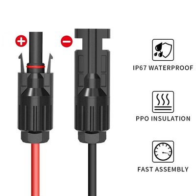 IP67 VDE RV Ηλιακό καλώδιο ηλεκτρικής ενέργειας PV Ηλιακός σύνδεσμος για το στόχο μηδέν Μονοπολικό πλέγμα
