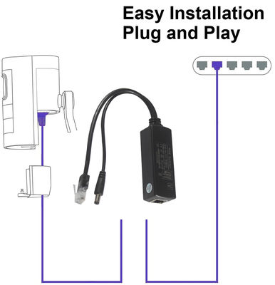 1Gbps Gigabit 12V 3A PoE Splitter Adapter για την πρόσθετη θύρα της κάμερας IP