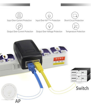 Συνδέτης συνεχούς ρεύματος 2 RJ45 θύρες POE Σφαιρίδιο ηλεκτρικής ενέργειας 24V 1a Για κάμερα IP