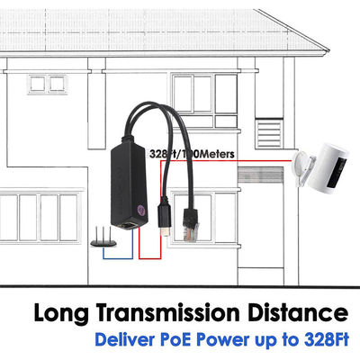 IEEE802.3af RJ45 TYPE-C Καλώδιο 12v 24v 48v POE Διαχωριστής ισχύος μέσω προσαρμογέα Ethernet