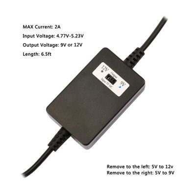2A ρεύμα εξόδου 1,5m USB A αρσενικό σε DC5521 μετατροπέας 12V DC σε 5V/9V/12V Step Up καλώδιο
