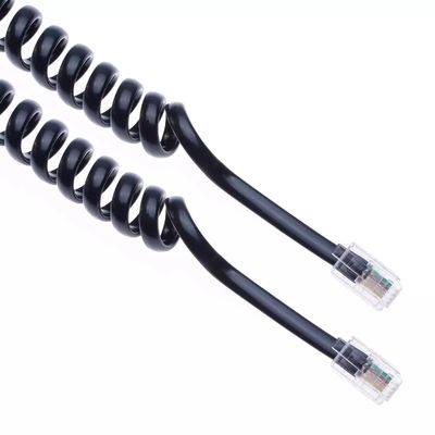 RJ11 6P4C Σπειροειδές τηλεφωνικό καλώδιο 12FT από αρσενικό σε αρσενικό 24AWG