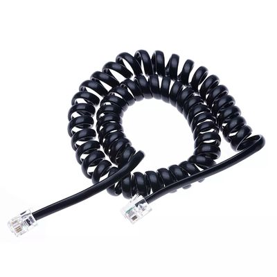 RJ11 6P4C Σπειροειδές τηλεφωνικό καλώδιο 12FT από αρσενικό σε αρσενικό 24AWG