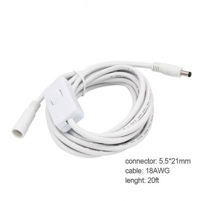 Καλώδιο επέκτασης 12V συνεχούς ρεύματος 5,5x2,5mm αρσενικό προς θηλυκό με διακόπτη 120cm