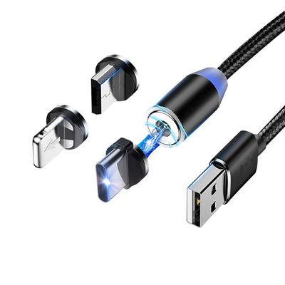 Τύπος USB Micro-USB 360 βαθμός 3 σε 1 Led USB Magnetic Adapter Cable για γρήγορη φόρτιση