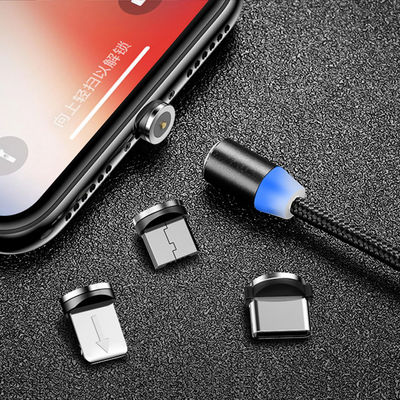 Τύπος USB Micro-USB 360 βαθμός 3 σε 1 Led USB Magnetic Adapter Cable για γρήγορη φόρτιση