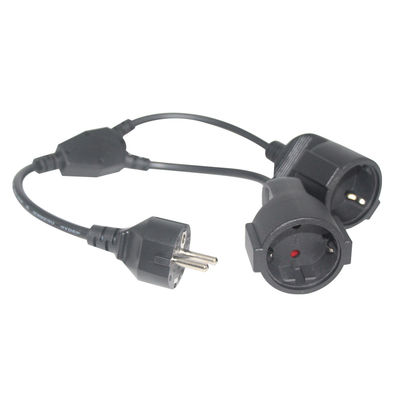 6Ft Black cee/7 EU AC Power Cord 3Pin Splitter Cable 1 σε διπλό θηλυκό τύπου Y split lead