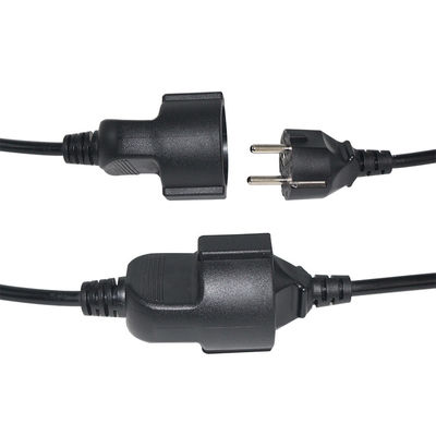6Ft Black cee/7 EU AC Power Cord 3Pin Splitter Cable 1 σε διπλό θηλυκό τύπου Y split lead