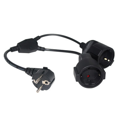 6Ft Black cee/7 EU AC Power Cord 3Pin Splitter Cable 1 σε διπλό θηλυκό τύπου Y split lead