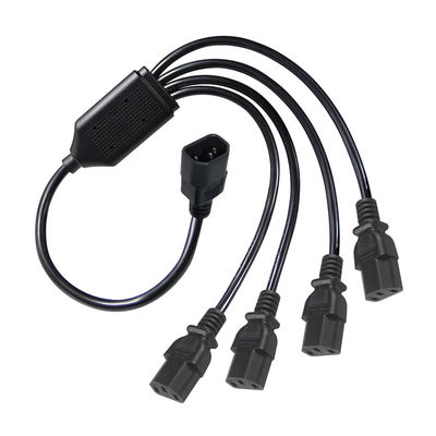 Μαύρος συνδετήρας γωνίας τροχιάς H05vv F Plug Iec C13 Iecc14 Male To Female Y Splitter Cable Power Extension Cord