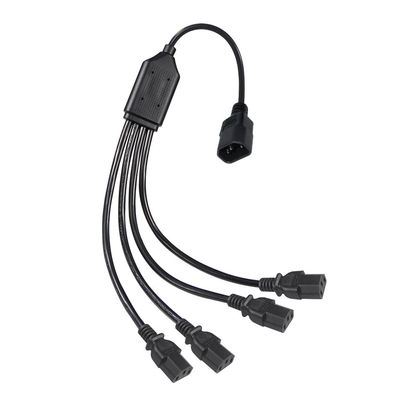 Μαύρος συνδετήρας γωνίας τροχιάς H05vv F Plug Iec C13 Iecc14 Male To Female Y Splitter Cable Power Extension Cord
