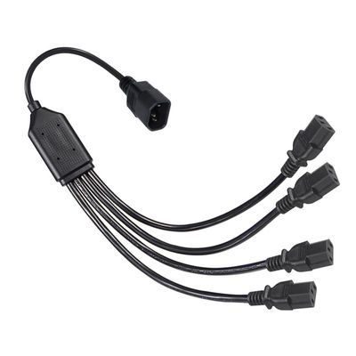 Μαύρος συνδετήρας γωνίας τροχιάς H05vv F Plug Iec C13 Iecc14 Male To Female Y Splitter Cable Power Extension Cord
