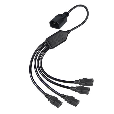 Μαύρος συνδετήρας γωνίας τροχιάς H05vv F Plug Iec C13 Iecc14 Male To Female Y Splitter Cable Power Extension Cord