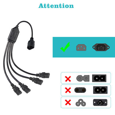 Μαύρος συνδετήρας γωνίας τροχιάς H05vv F Plug Iec C13 Iecc14 Male To Female Y Splitter Cable Power Extension Cord