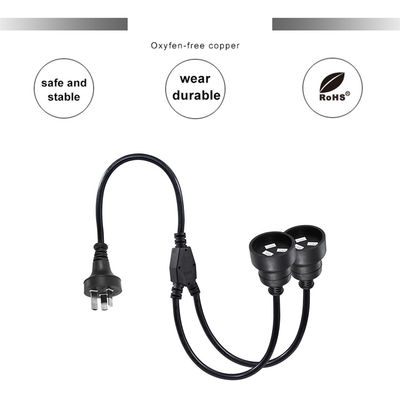 Αυστραλία Σημείο H05vv-f 3g 3*0.5mm2/0.75mm2 IEC Connector Power Cord με διπλό θηλυκό