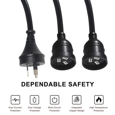 Αυστραλία Σημείο H05vv-f 3g 3*0.5mm2/0.75mm2 IEC Connector Power Cord με διπλό θηλυκό