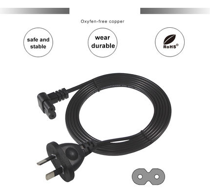 2m SAA Iec Plug H03vvh2f 2X075mm2 Αυστραλιανό 2 πόντους Σχήμα 8 Ac Καλώδιο Τέρμα Διεύρυνσης Γωνία C7 Συνδέσμος Σωλήνας ρεύματος