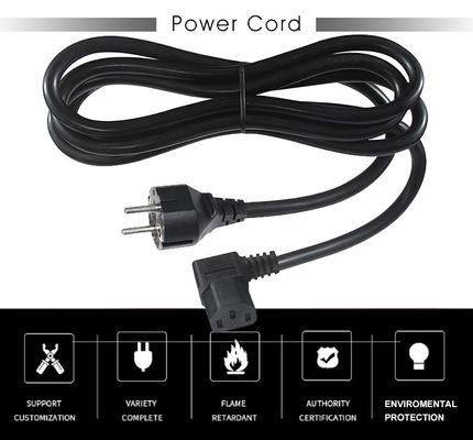 VDE European Schuko Cee 77 7/7 250V H05vv-F 3G2.5 90 βαθμοί C13 Δικαίος γωνία καλώδιο ισχύος