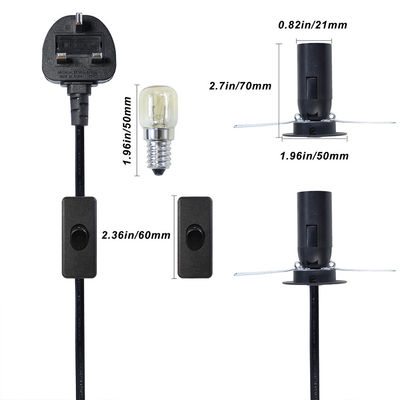 Ηλεκτρικό καλώδιο λαμπτήρα αλατιού UK Plug E14 με 303 Switch 1.2M