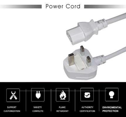 Βρετανικό BS1363 έως IEC C13 Δυναμικό καλώδιο 3G 0,75 mm2 Χαλκό καλώδιο επέκτασης
