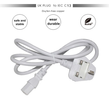Βρετανικό BS1363 έως IEC C13 Δυναμικό καλώδιο 3G 0,75 mm2 Χαλκό καλώδιο επέκτασης