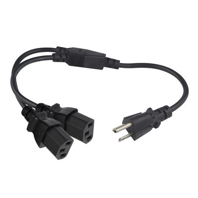 Δύο πρίζες Y Splitter Computer Power Cord με πρότυπο Nema 515P AC Plug και C13 Inlet