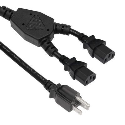 Δύο πρίζες Y Splitter Computer Power Cord με πρότυπο Nema 515P AC Plug και C13 Inlet