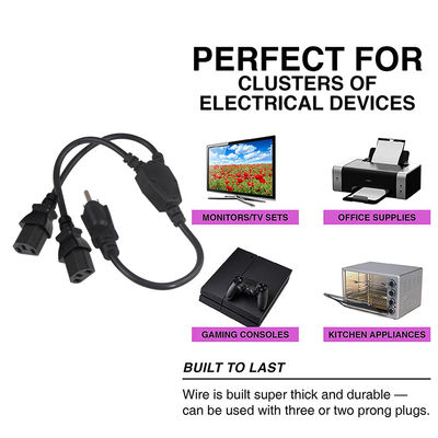 Δύο πρίζες Y Splitter Computer Power Cord με πρότυπο Nema 515P AC Plug και C13 Inlet