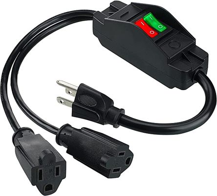 Προαιρετικά 125V 15A NEMA 5-15 Πλάκ σε 515 Διπλή πρίζα ΗΠΑ 3Pin On Off Switch Power Extension Cord Y Splitter