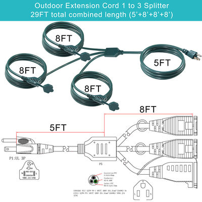 IP11 Πράσινο χρώμα Πολλαπλές οδούς US Cord 515P έως 3X Nema 515R Ηλεκτρική πρίζα
